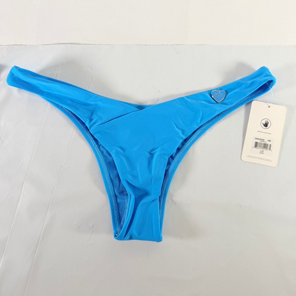 Body Glove Women Coastal Dana V-Wire Bikini Bottom L Large Blue Swim 39506229